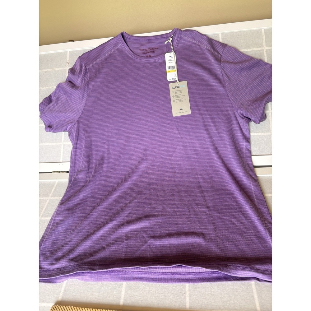 NWT Tommy Bahama IslandZone SzM Crew Neck T-Shirt Paradise Isles Dark Purple